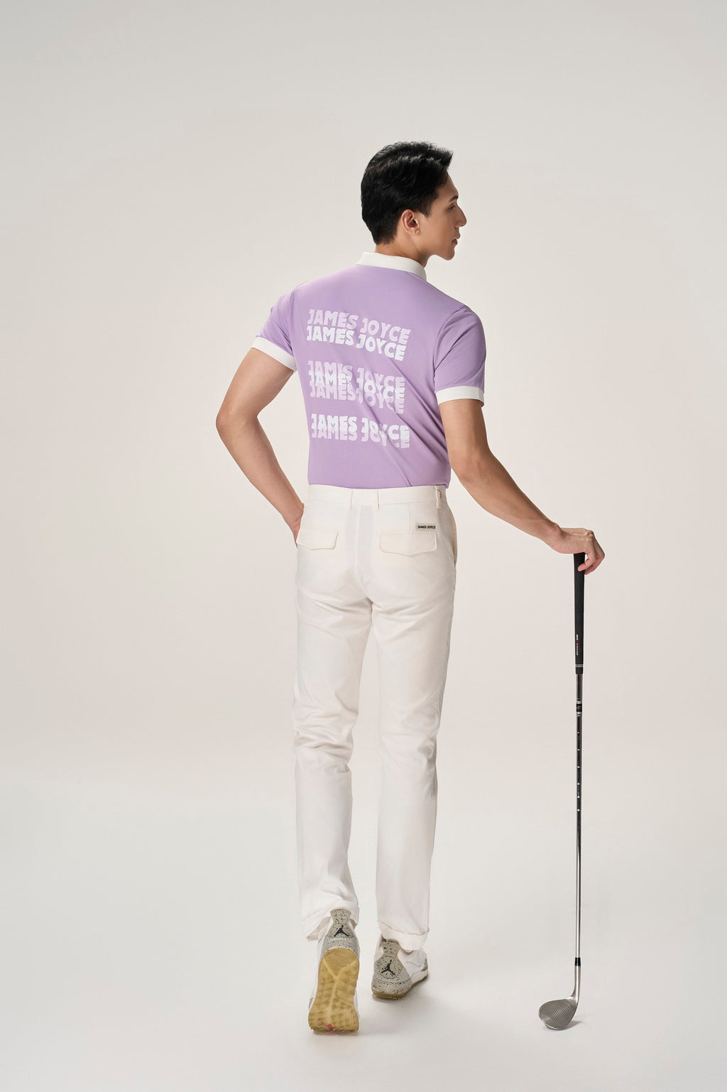 [Set Special]Men Lilac Faded Print polo + White Pants