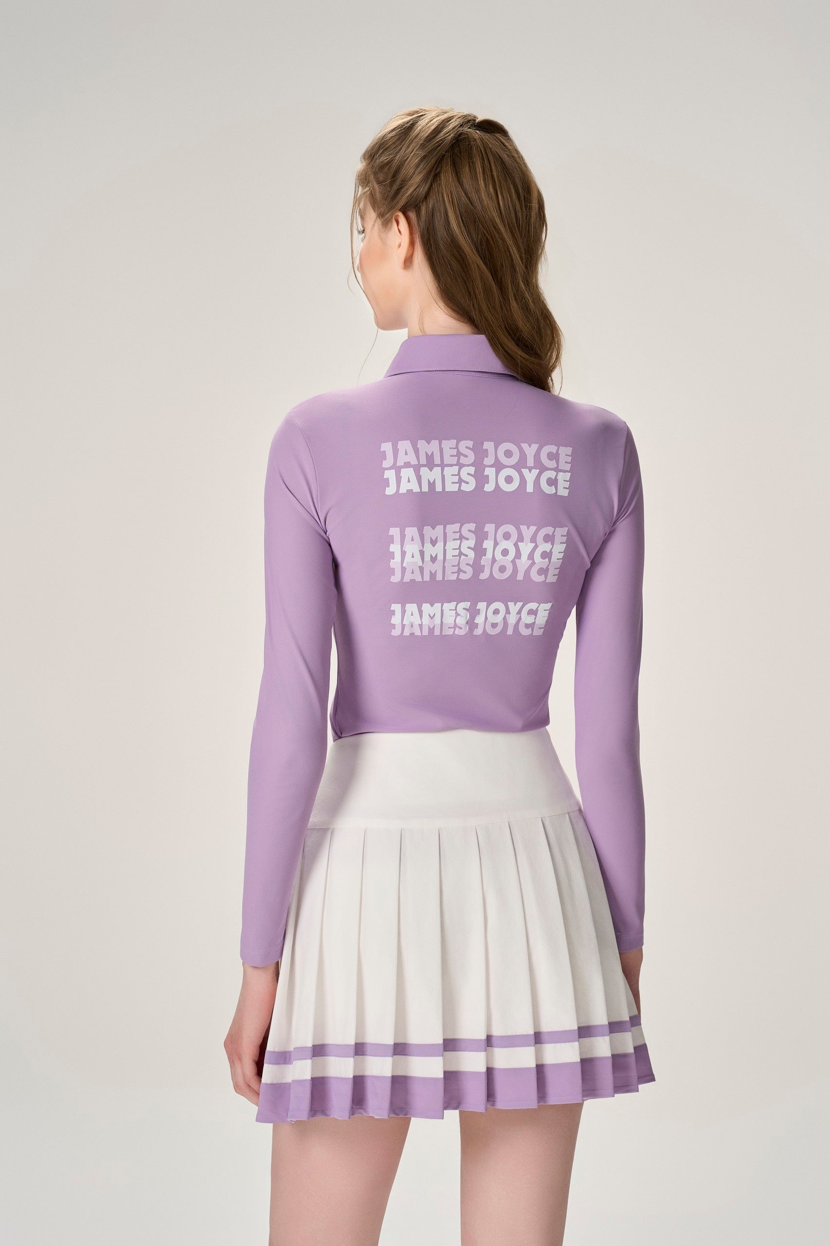 Women Lilac Faded Print Polo