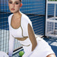 MESH INSERT LONG SLEEVE SPORT DRESS_White