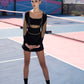 MESH INSERT LONG SLEEVE SPORT DRESS_Black