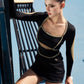 MESH INSERT LONG SLEEVE SPORT DRESS_Black