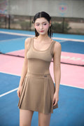 FLORAL MESH DRESS BROWN