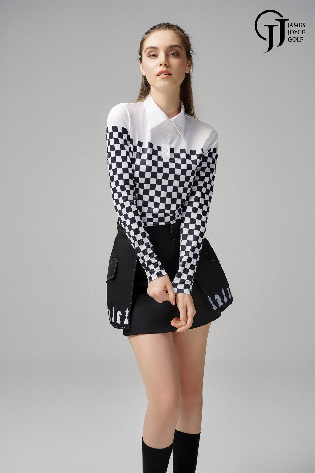 체스보드 폴로 블랙 색상