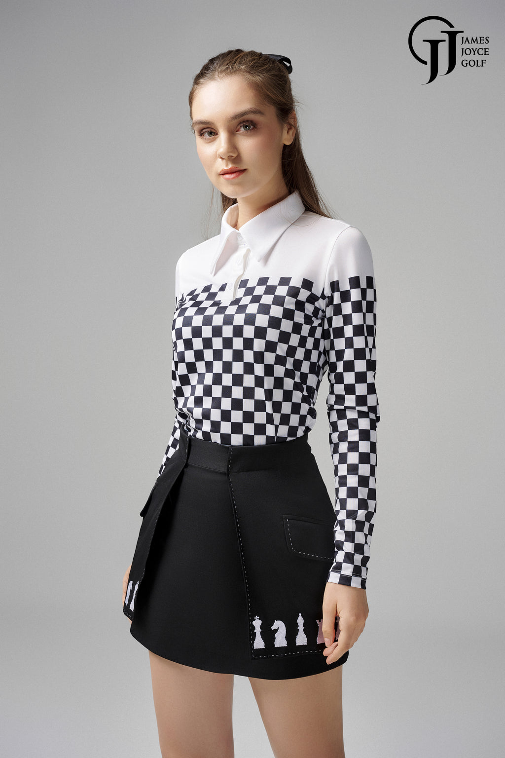체스보드 폴로 블랙 색상