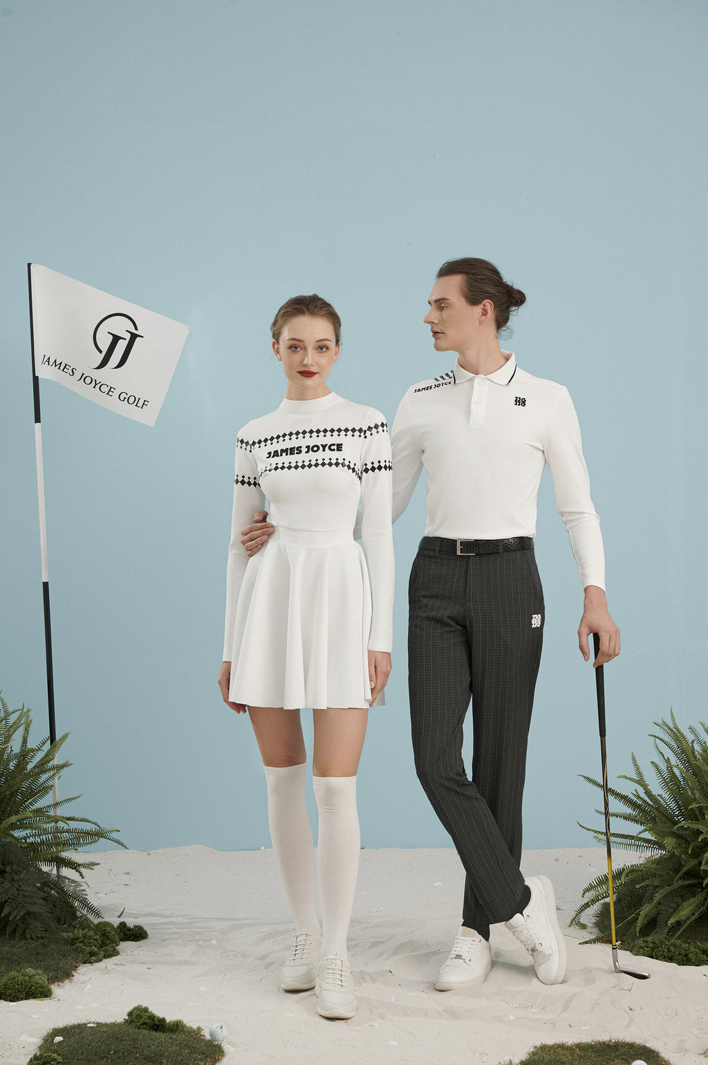 男款 JJG 白色 Polo 衫