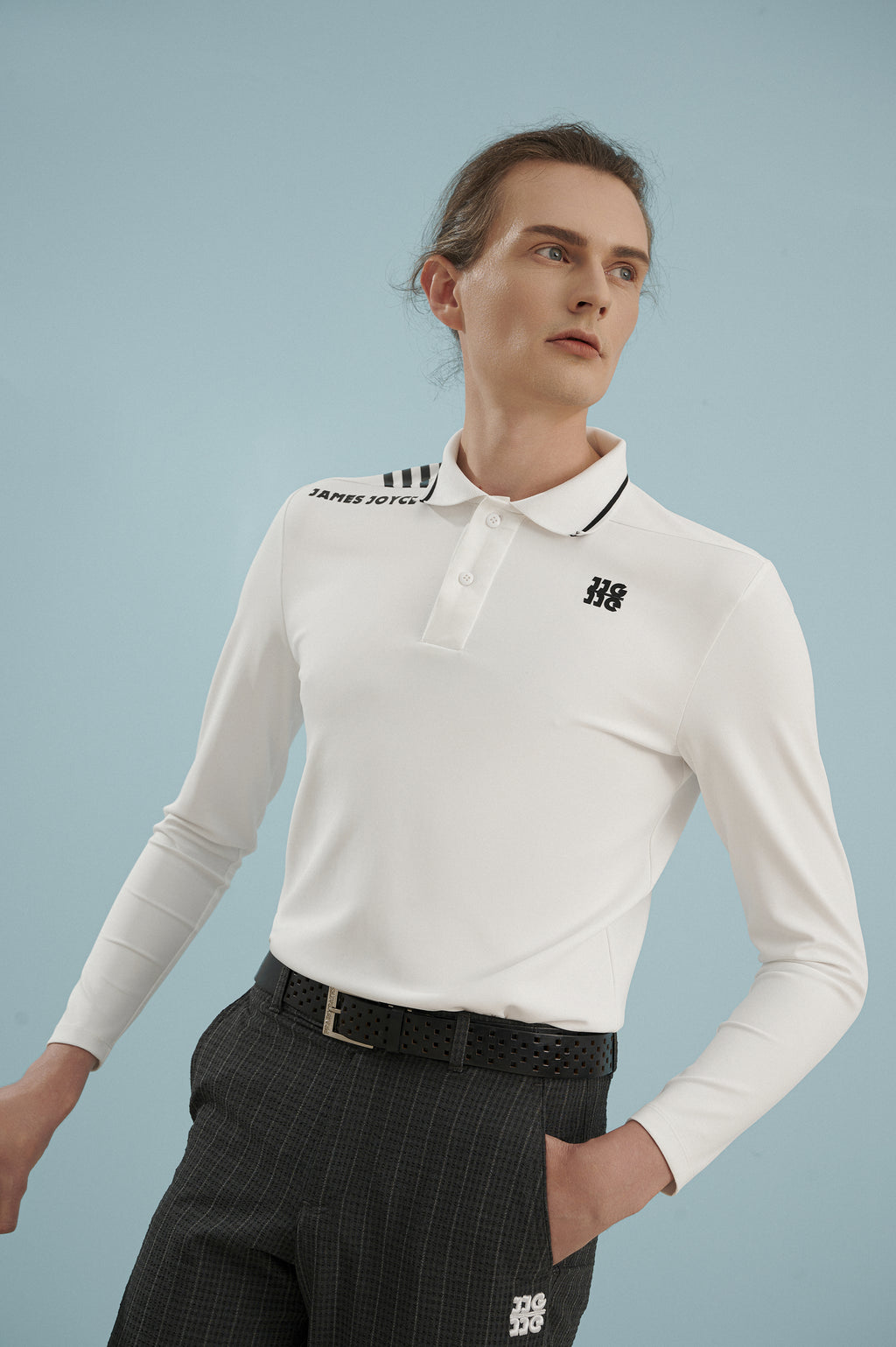 男款 JJG 白色 Polo 衫