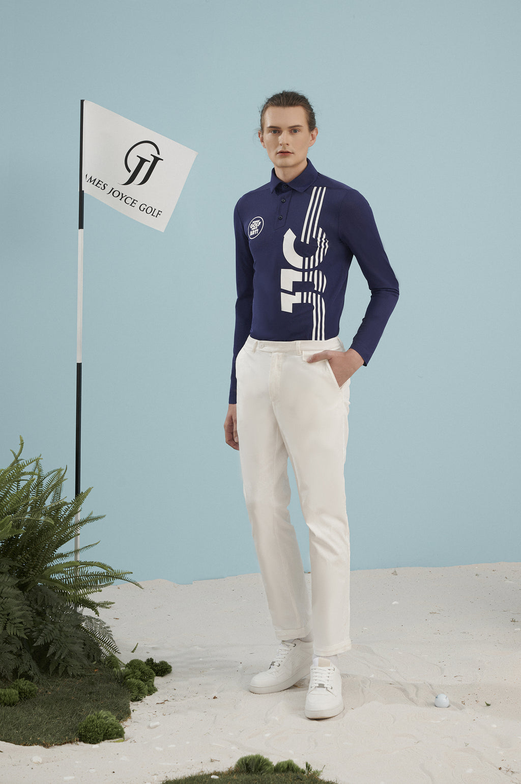 남성용 JJG 네이비 폴로