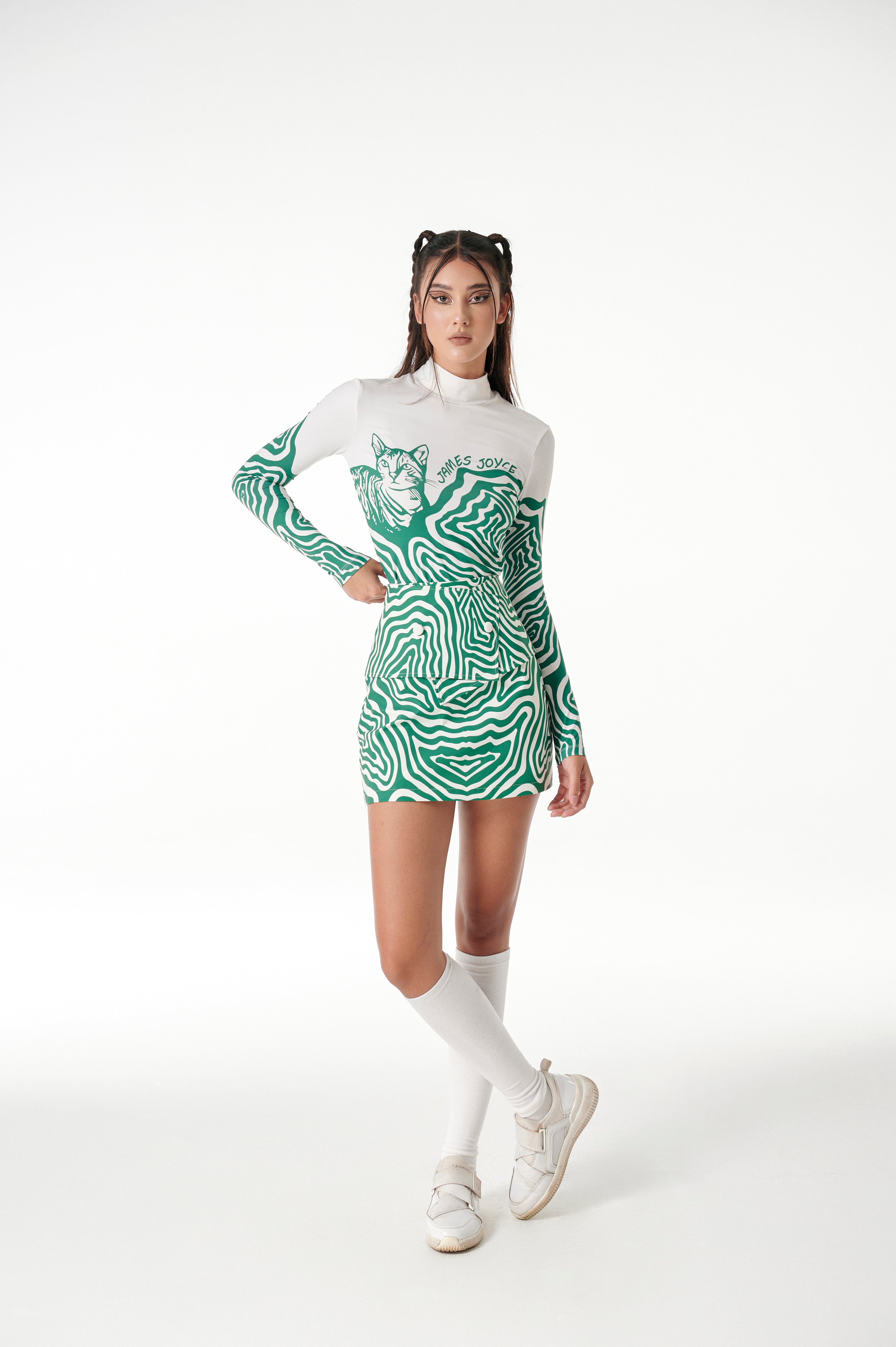 Women GREEN CAT Skirt